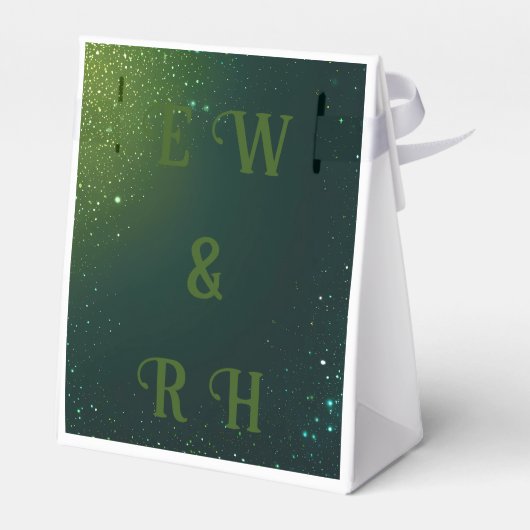 Elegant Green Sparkle Design voor bruiloft uitnodi Bedankdoosjes (Achterkant)