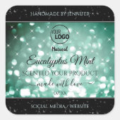 Elegant Green Sparkle Glitter Logo Product Labels (Voorkant)