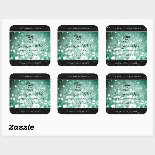 Elegant Green Sparkle Glitter Logo Product Labels (Vel)