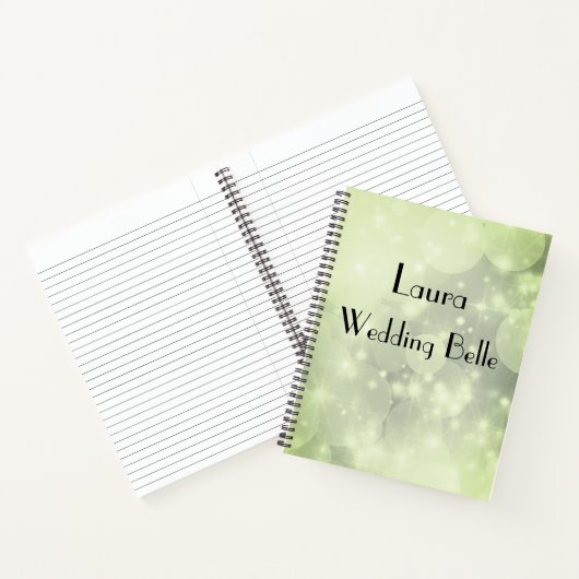 Elegant Green Sparkle Personalised Wedding Belle Notitieboek (Binnen)