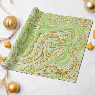 Elegant Green Sparkle Swirls Glitter Sequins Cadeaupapier