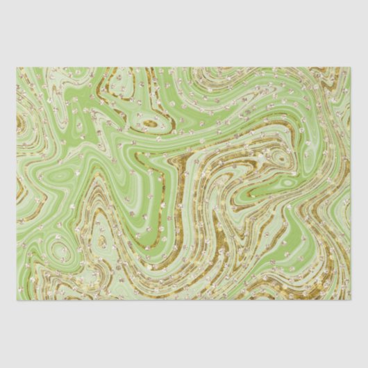 Elegant Green Sparkle Swirls Glitter Sequins Tissuepapier (Voorkant)