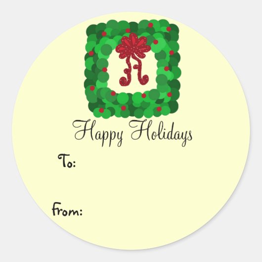 Elegant Green Square Wreath Gift Label (Voorkant)