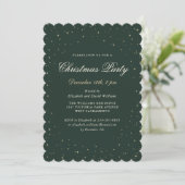 Elegant Green Starry Christmas Party Kaart (Staand voorkant)