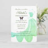 Elegant Green Starry Dress Sweet 16 Birthday Kaart (Staand voorkant)