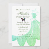 Elegant Green Starry Dress Sweet 16 Birthday Kaart (Voorkant)