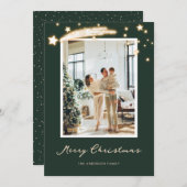 Elegant Green Starry-fotokerstkaarten Feestdagenkaart (Voorkant / Achterkant)