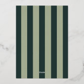 Elegant Green Striped Holiday Party Invitation Folie Uitnodiging (Achterkant)