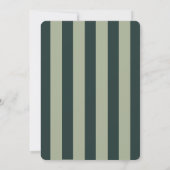 Elegant Green Striped Holiday Party Invitation Kaart (Achterkant)