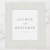 Elegant Green Striped Minimalist Wijn Etiket (Enkel label)