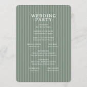 Elegant Green Striped Wedding Ceremony Programmakaart (Achterkant)