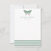Elegant Green Stripes & Butterfly - Speciaal Notitiekaartje (Voorkant)