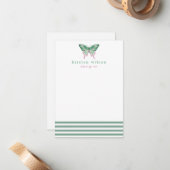 Elegant Green Stripes & Butterfly - Speciaal Notitiekaartje (Voorkant / Achterkant in situ)