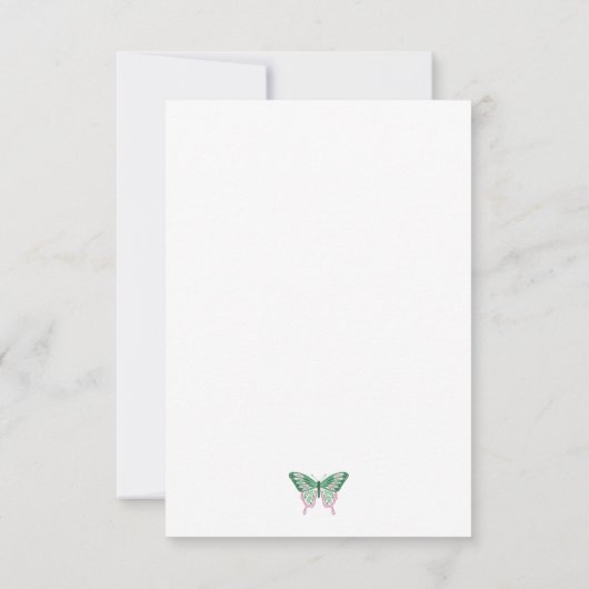 Elegant Green Stripes & Butterfly - Speciaal Notitiekaartje (Achterkant)