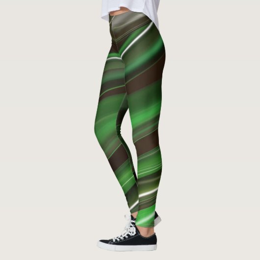 Elegant Green Stripes Leggings (Links)
