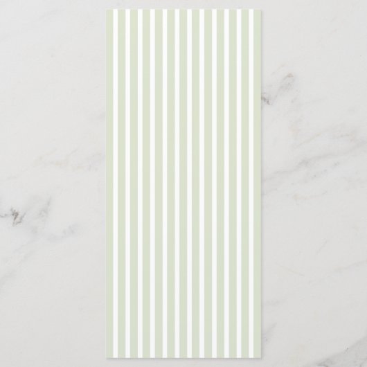 Elegant Green Stripes Wedding Menu (Achterkant)