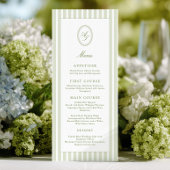 Elegant Green Stripes Wedding Menu