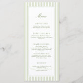 Elegant Green Stripes Wedding Menu (Voorkant)