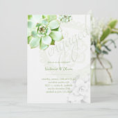 Elegant Green Succulent Wedding Verloving Kaart (Staand voorkant)