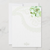 Elegant Green Succulent Wedding Verloving Kaart (Achterkant)
