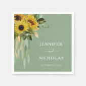 Elegant Green Sunflower Wedding Servet (Voorkant)