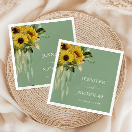 Elegant Green Sunflower Wedding Servet