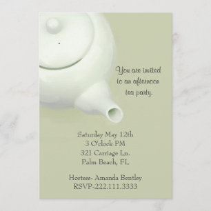 Elegant Green Tea Party Invitation Kaart