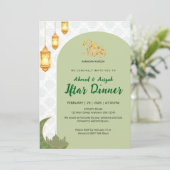 Elegant Green Terracotta Arch Ramadan Iftar Kaart (Staand voorkant)