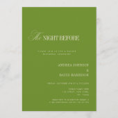 Elegant Green The Night Before Rehearsal Dinner Kaart (Voorkant)