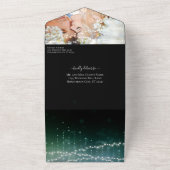 Elegant Green Tint Blue Heart Leaf Tree Wedding All In One Uitnodiging (Buitenkant)