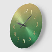 Elegant Green to Gold Ombre Gradient Grote Klok (Hoek)