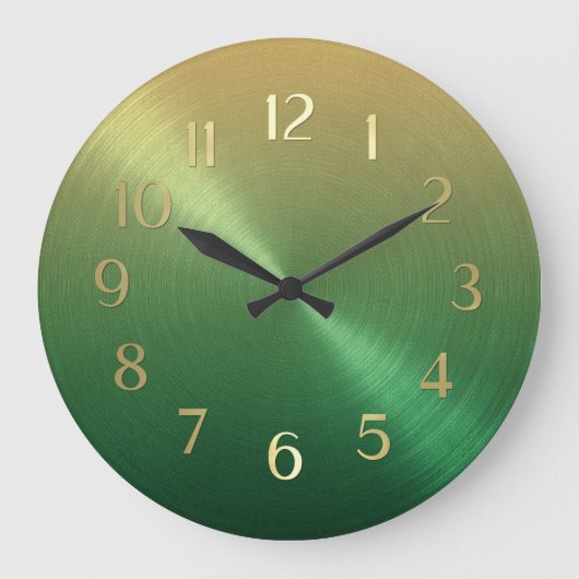 Elegant Green to Gold Ombre Gradient Grote Klok (Voorkant)