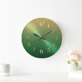 Elegant Green to Gold Ombre Gradient Grote Klok (Huis)