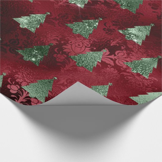 Elegant Green Trees kerst Cadeaupapier (Hoek)