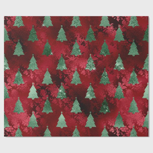 Elegant Green Trees kerst Cadeaupapier (Vlak)