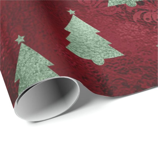 Elegant Green Trees kerst Cadeaupapier (Rol Hoek)