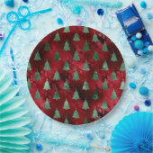 Elegant Green Trees kerst Papieren Bordje (Feest)