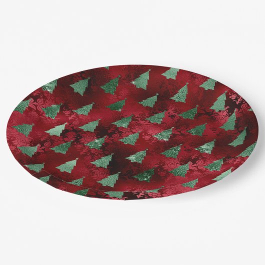 Elegant Green Trees kerst Papieren Bordje (Gekanteld)