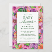 Elegant Green Tropical Floral Baby shower Kaart (Voorkant)
