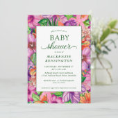 Elegant Green Tropical Floral Baby shower Kaart (Staand voorkant)