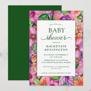 Elegant Green Tropical Floral Baby shower Kaart