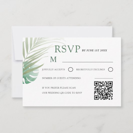 Elegant Green Tropical RSVP Wedding  (Voorkant)