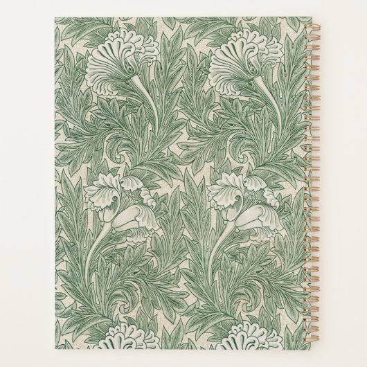 Elegant Green Tulips William Morris Planner (Achterkant)