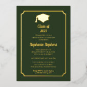 Elegant Green University Graduation Party Gold Folie Uitnodiging (Voorkant)
