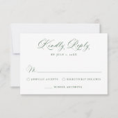 Elegant Green Victorian Floral Wedding RSVP Kaartje (Voorkant)