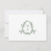 Elegant Green Victorian Floral Wedding RSVP Kaartje (Achterkant)