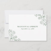 Elegant Green Victorian Floral Wedding RSVP Kaartje (Achterkant)