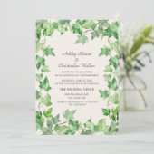 Elegant Green Vining Leaves Ivy Cream Wedding Kaart (Staand voorkant)