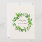 Elegant Green Vining Leaves Ivy Cream Wedding Kaart (Achterkant)