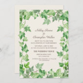 Elegant Green Vining Leaves Ivy Cream Wedding Kaart (Voorkant / Achterkant)